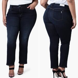 SLINK JEANS Curvy Mid-Rise Straight Leg Jeans‎ in Dark Wash Summer Plus Size 18